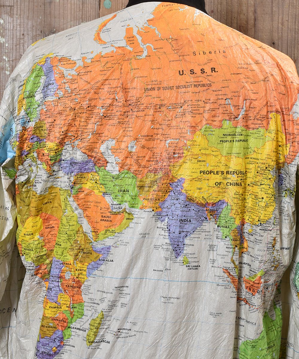 希少 '89 USA製 ヴィンテージ ペーパージャケット 世界地図柄