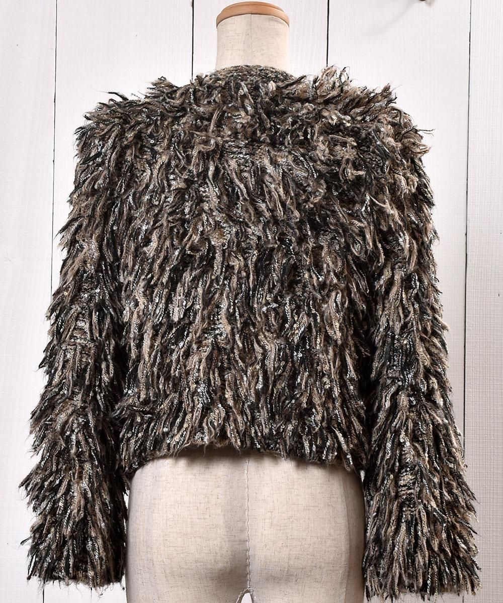 Multi colored shaggy cardigan hot sale