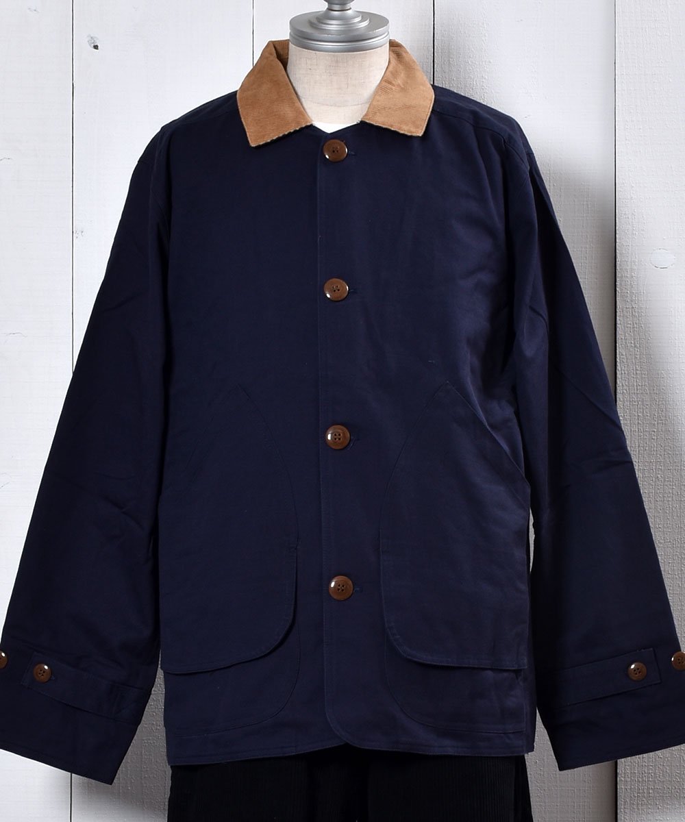 ジャケット スーツ ハンティングジャケット 丸襟切り替え ネイビー 紺色