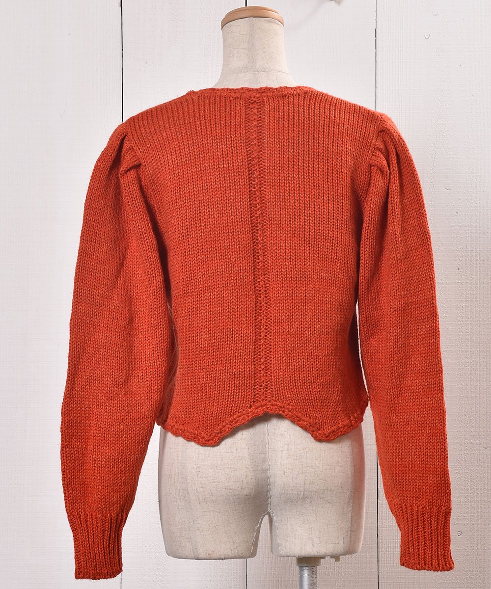 Made in Europe Knit Cardigan Puff Sleeve Open Collarå衼å ˥åȥǥ ѥե꡼ ץ󥫥顼ͥ