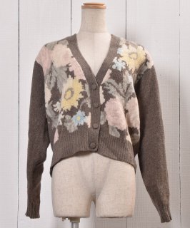  󥴥 Vͥå ǥ 硼Ⱦ Flower Jacquard  V Neck Angola Knit Cardigan  Υͥå 岰졼ץե롼 ࡼ