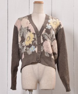   󥴥 Vͥå ǥ 硼Ⱦ Flower Jacquard  V Neck Angola Knit Cardigan  Υͥå 岰졼ץե롼 ࡼ