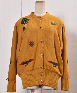 古着ヨーロッパ製 きのこ刺繍 カーディガン ｜Made in Europe Embroidery Knit Cardigan  古着のネット通販 古着屋グレープフルーツムーン