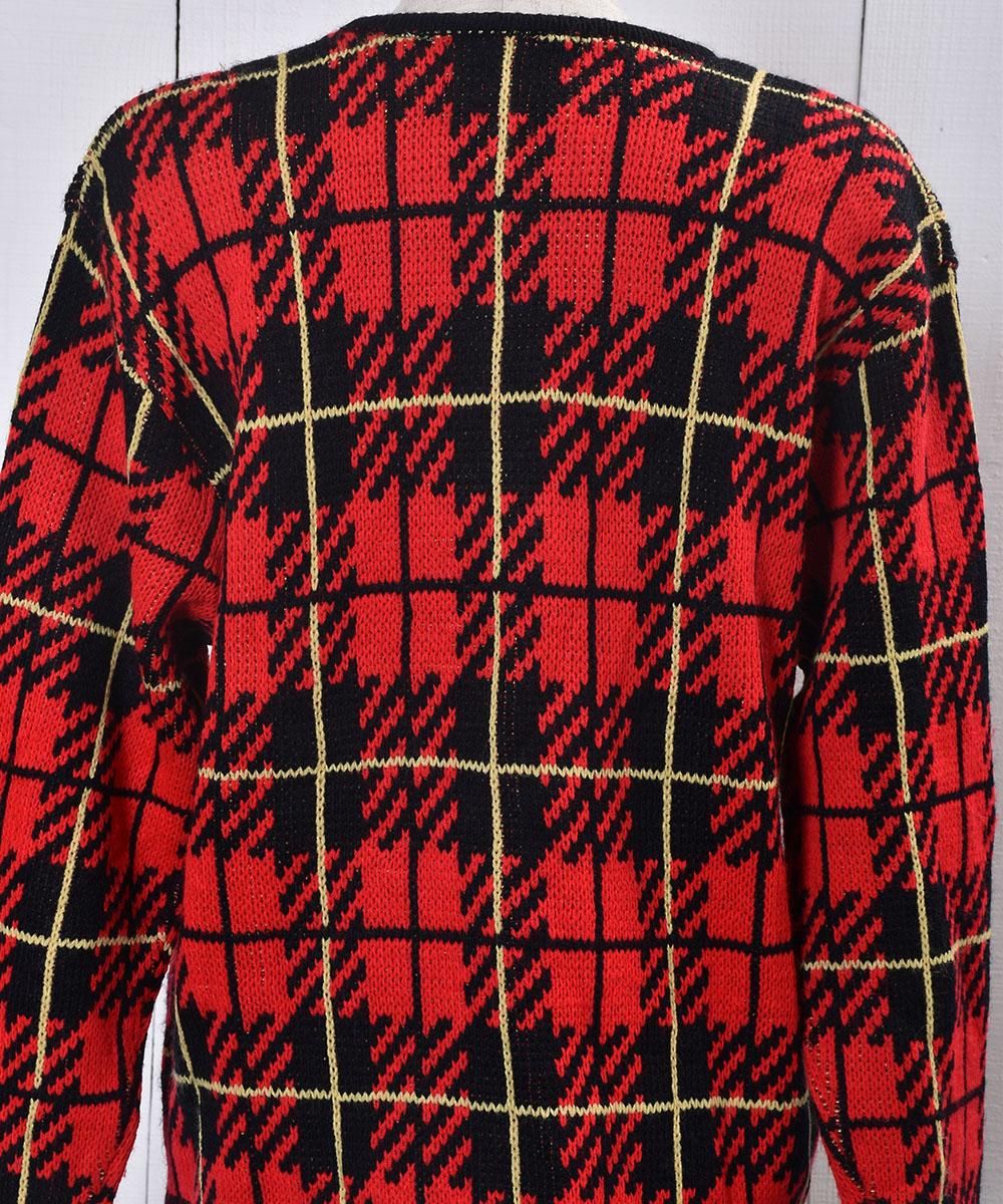 Long Sleeve Knit Cardigan Tartan Check |ロングスリーブ ニット