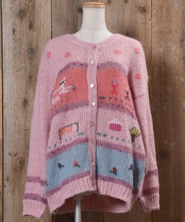  Made in Italy Mohair Multi pattern Long Sleeve Cardigan | ꥢ إ  ǥ  Υͥå 岰졼ץե롼 ࡼ