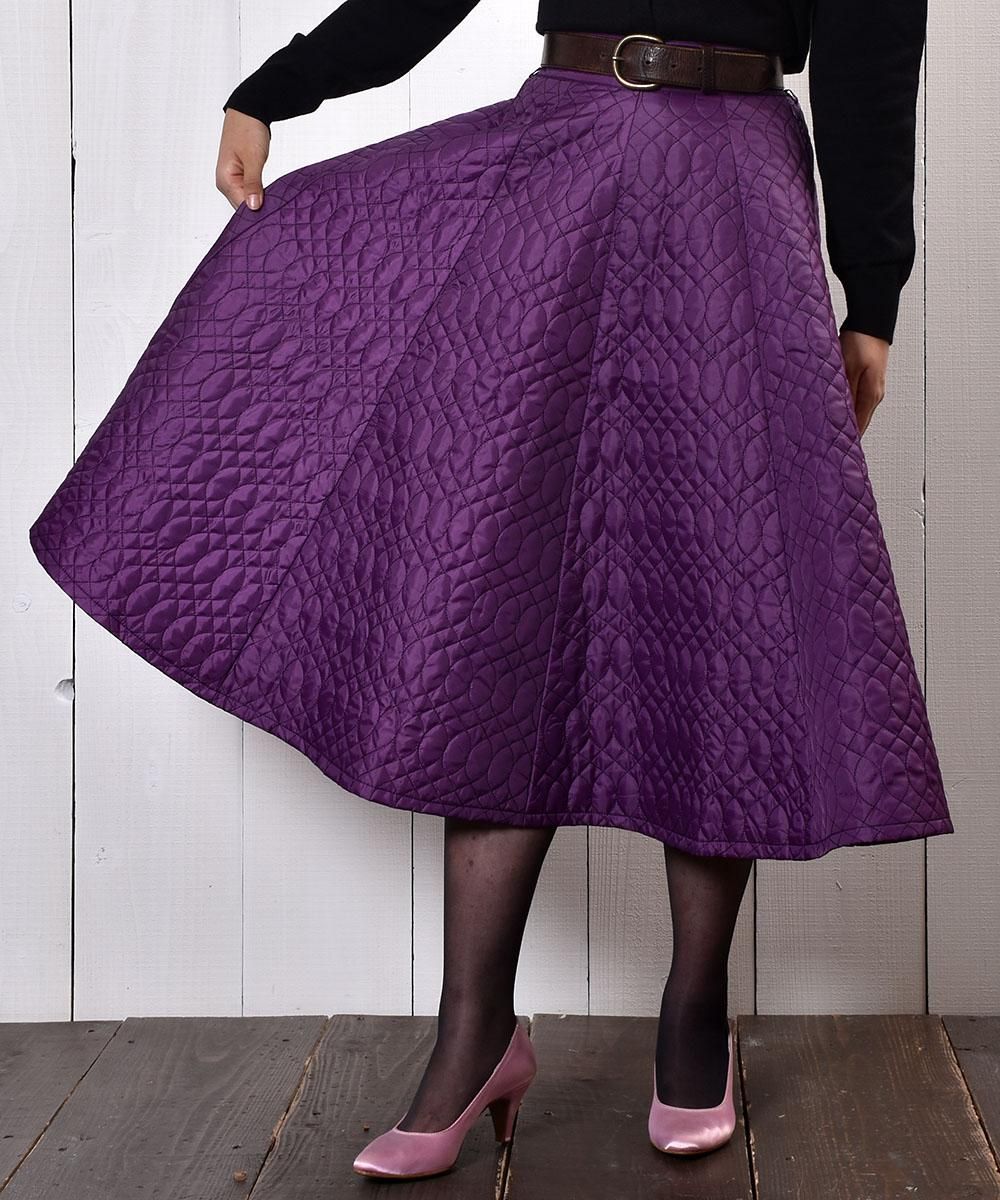 ビンテージ　Mexico　サーキュラースカート ヴィンテージ 1950s 落ち葉柄 総柄 キルティング サーキュラー