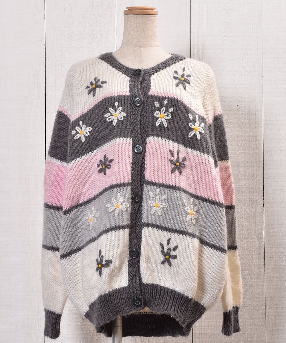  Flower Embroidery VNeck Knit Cardiganòֻɽ Vͥåǥ   ͥå  岰졼ץե롼 ࡼ