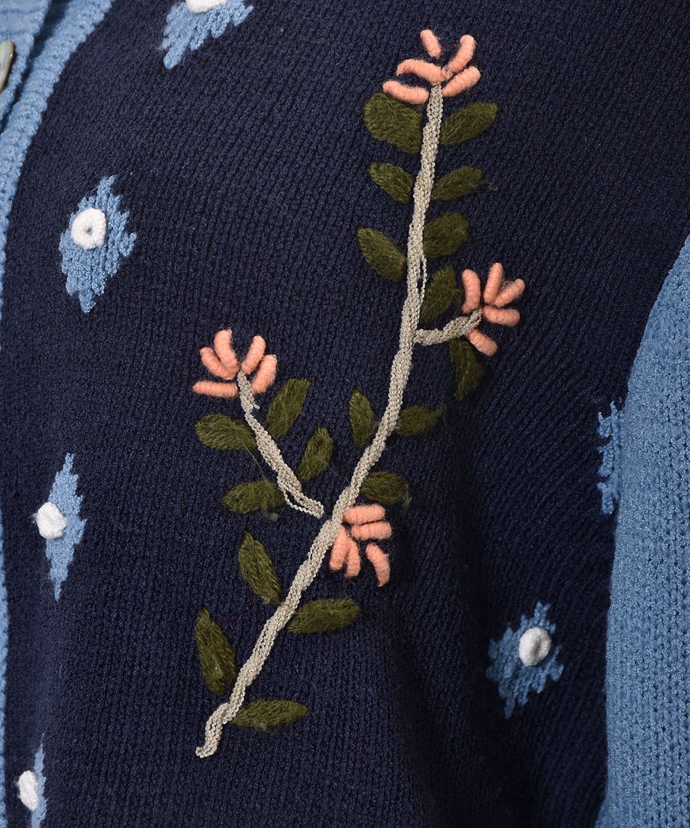 Flower Embroidery RoundNeck Knit Cardiganòֻɽ ݼ󥫡ǥ󥵥ͥ