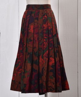 奢ꥫ  åץ꡼ ߥǥ ȡMade in USA Flower Pattern Tuck Pleats Skirt Υͥå 岰졼ץե롼 ࡼ