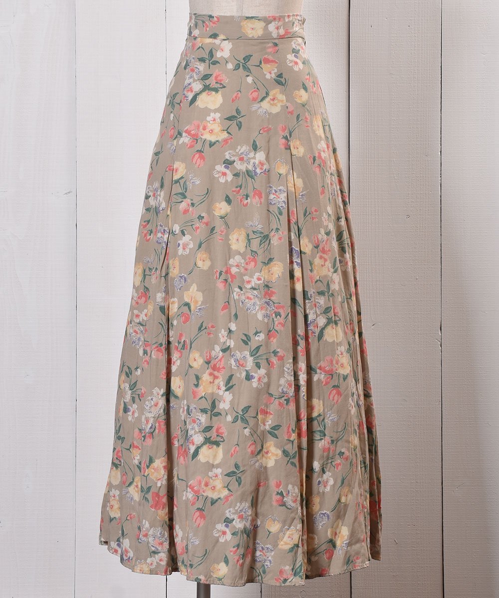 Made in USA Flower Pattern Flare Skirt｜アメリカ製 花柄 ロング丈 ...