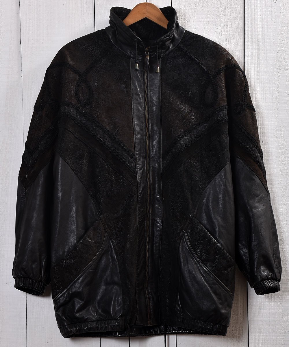  Stand Collar Leather Jacket Blouson type ɥ顼 쥶 㥱å ֥륾 ϡվ   ͥå  岰졼ץե롼 ࡼ