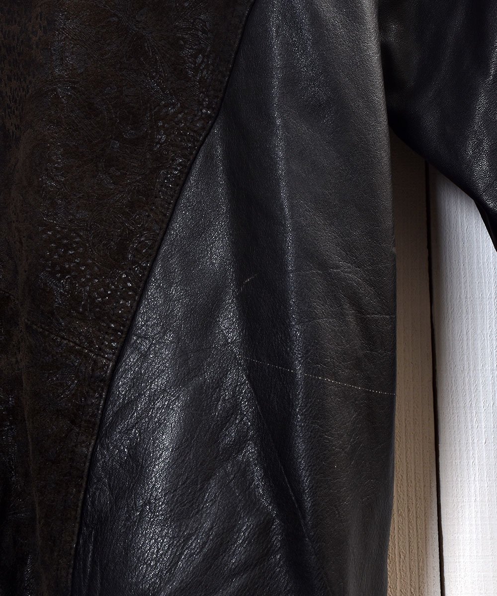 Stand Collar Leather Jacket Blouson type ɥ顼 쥶 㥱å ֥륾 ϡվ ͥ