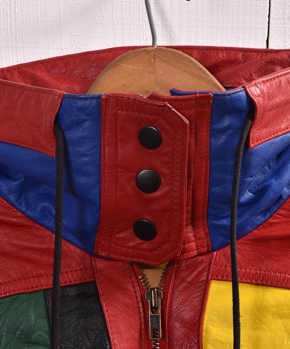 Colorful Leather Patchwork Jacket Blouson type｜ カラフルレザー 