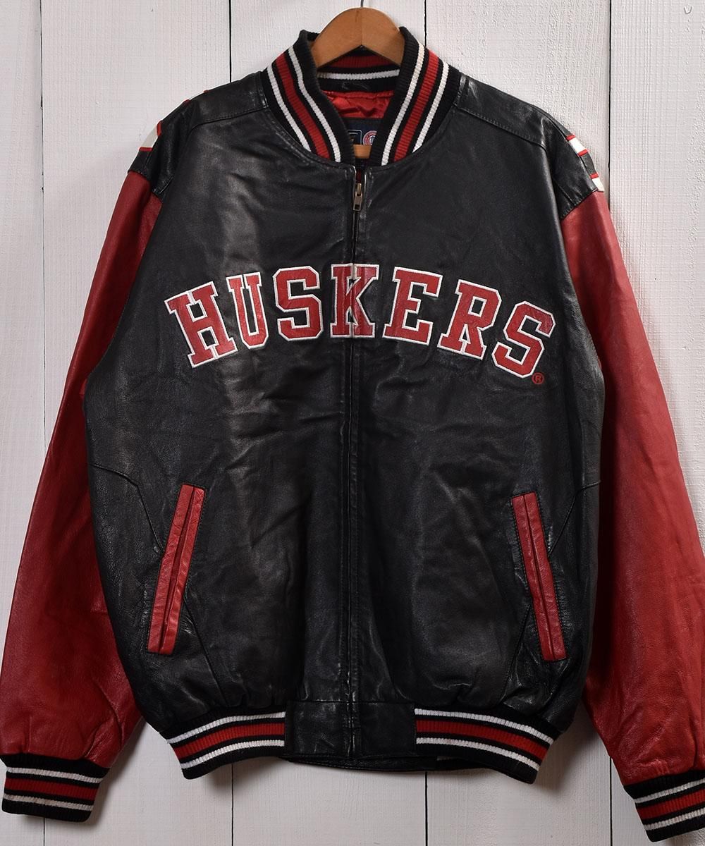 Black×Red Leather Stadium jumper ｜ レザー スタジアムジャンパー ...