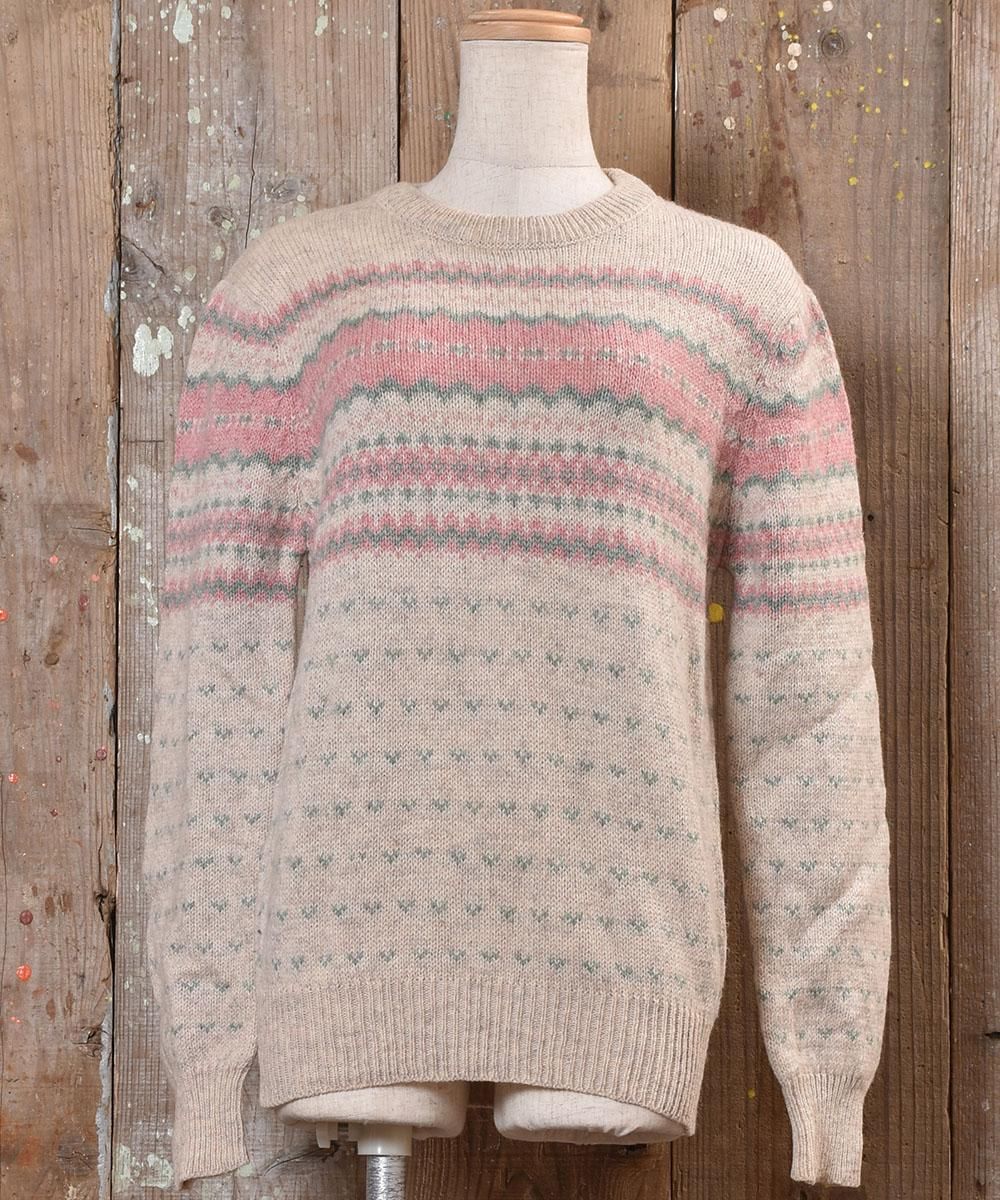 ノルディック ニットセーター ピンク×ブルー| Knit Sweater Nordic