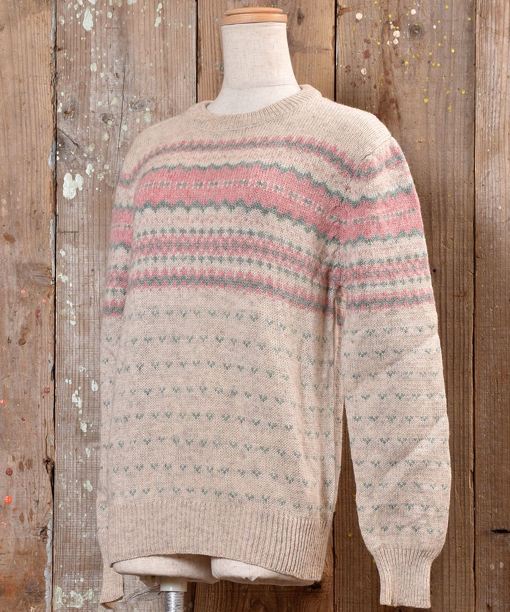 ノルディック ニットセーター ピンク×ブルー｜ Knit Sweater Nordic ...