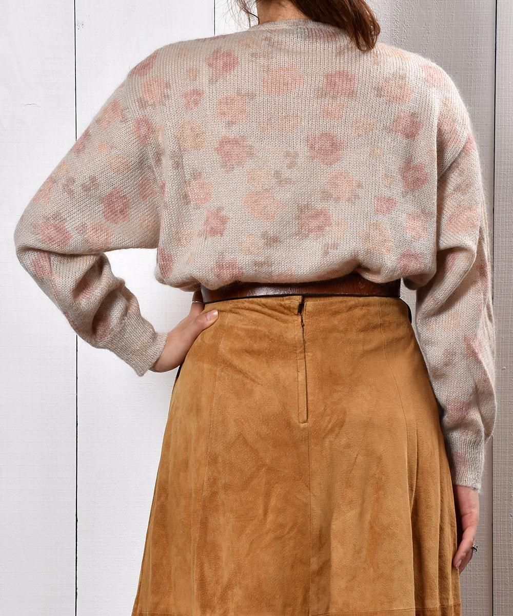 إ꡼ͥå ߥɥ륲˥å Henley Neck Middle-Gauge Long Sleeve Knit  Flower Patternͥ