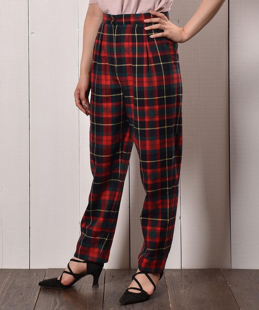 バックベルト付き タータンチェック ウールパンツ｜Belted Tartan ...