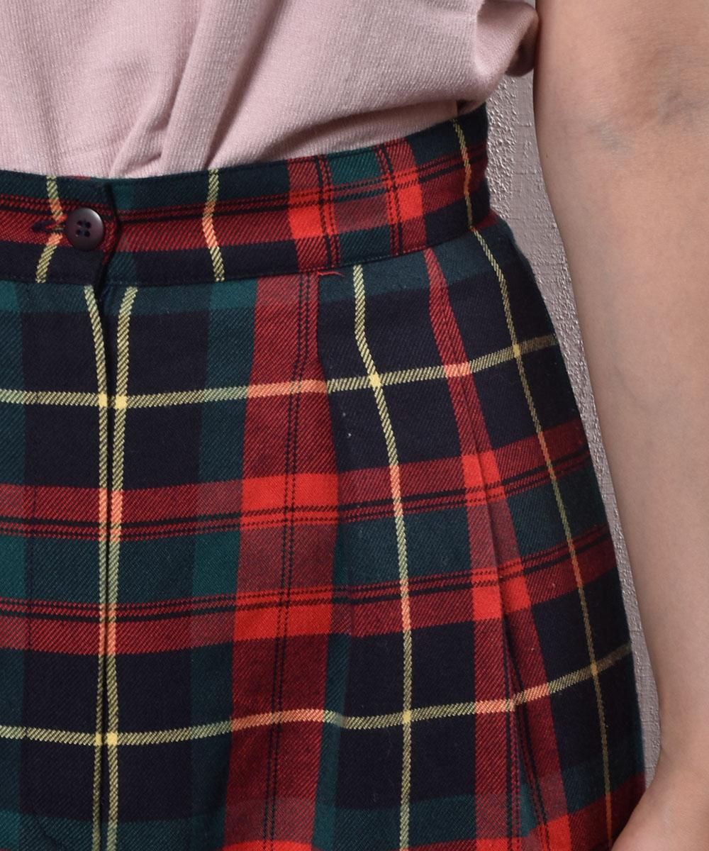 バックベルト付き タータンチェック ウールパンツ|Belted バックベルト付き タータンチェック ウールパンツ|Belted