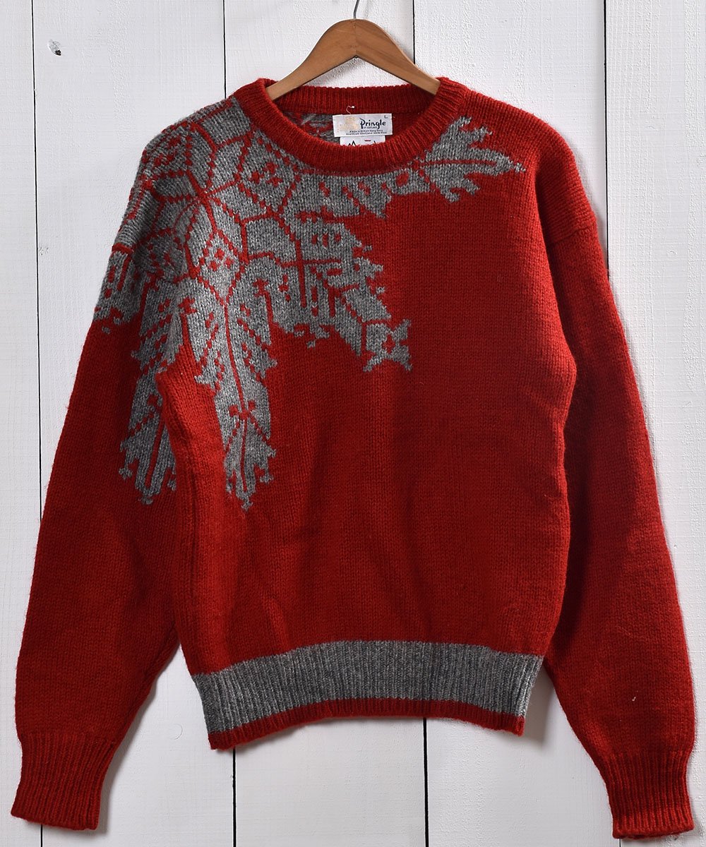  㥬   åɡSnow Pattern Jacquard Sweater Red  ͥå  岰졼ץե롼 ࡼ