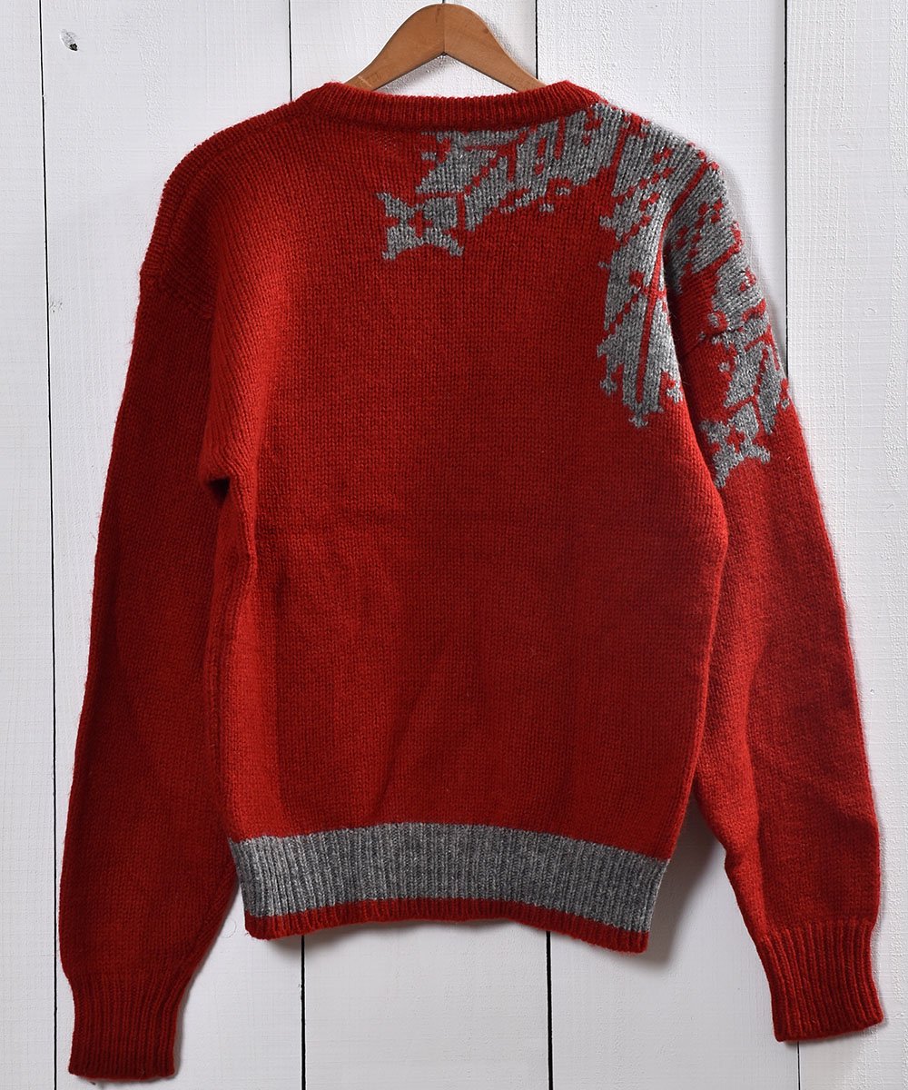㥬   åɡSnow Pattern Jacquard Sweater Redͥ