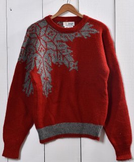 㥬   åɡSnow Pattern Jacquard Sweater Red Υͥå 岰졼ץե롼 ࡼ