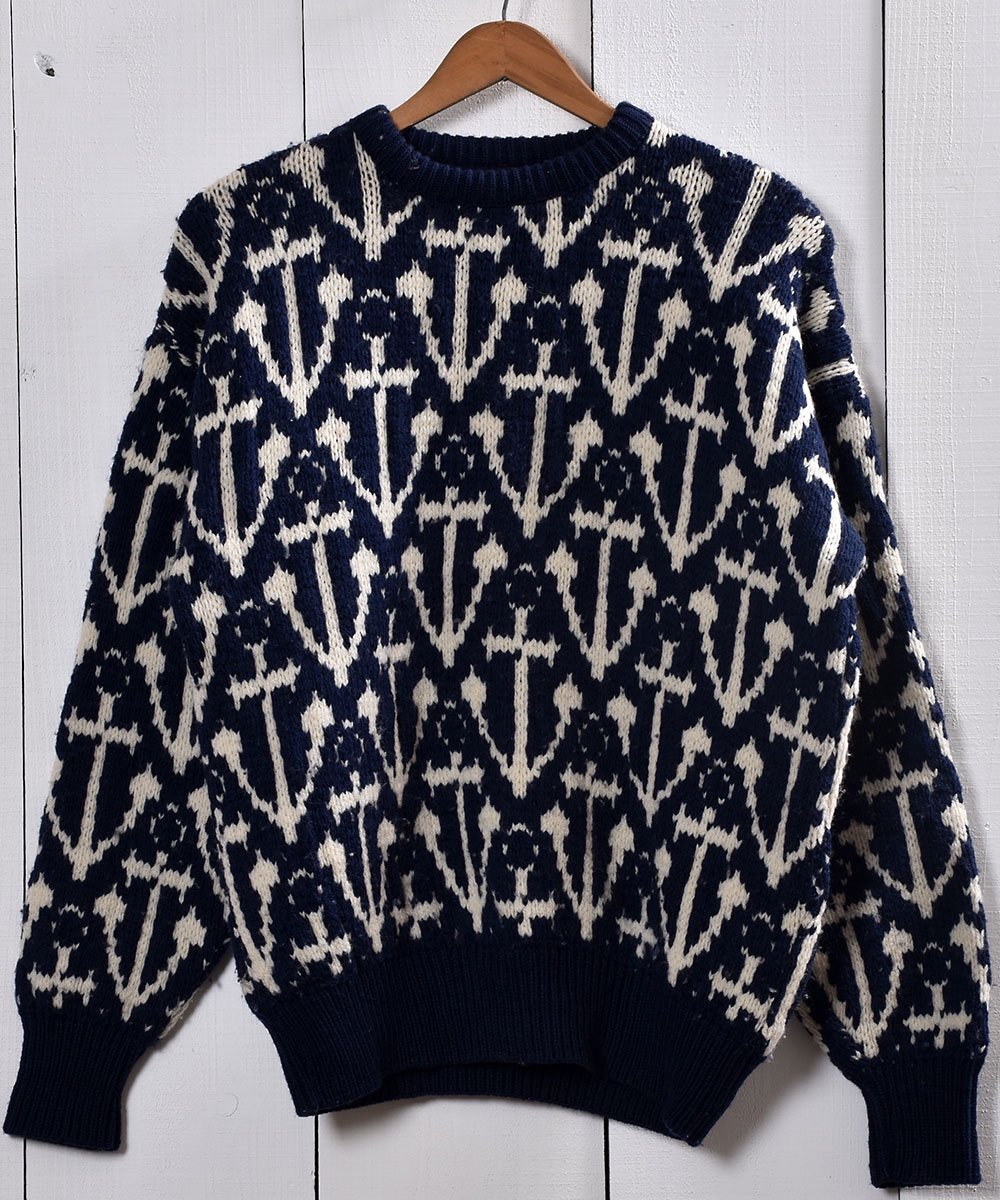  󥫡 㥬   ͥӡAnchor Pattern Jacquard Sweater Navy  ͥå  岰졼ץե롼 ࡼ
