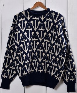  󥫡 㥬   ͥӡAnchor Pattern Jacquard Sweater Navy Υͥå 岰졼ץե롼 ࡼ
