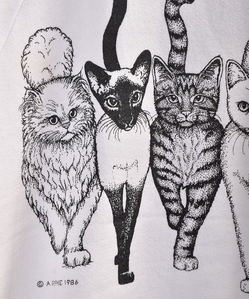 ꥫA. GRPUKEǭ饹 ץȥåȡMade in USA Cats Illustration Sweatͥ
