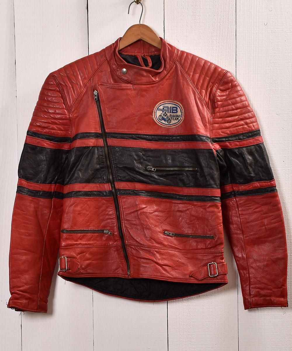 パデッド ライダースジャケット UKライダース レッド×ブラック