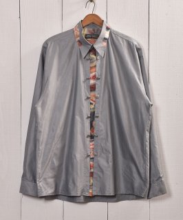󥰥꡼ ڤؤ åȥ󥷥 | Long-Sleeve Cotton Shirt Switched Pattern Υͥå 岰졼ץե롼 ࡼ