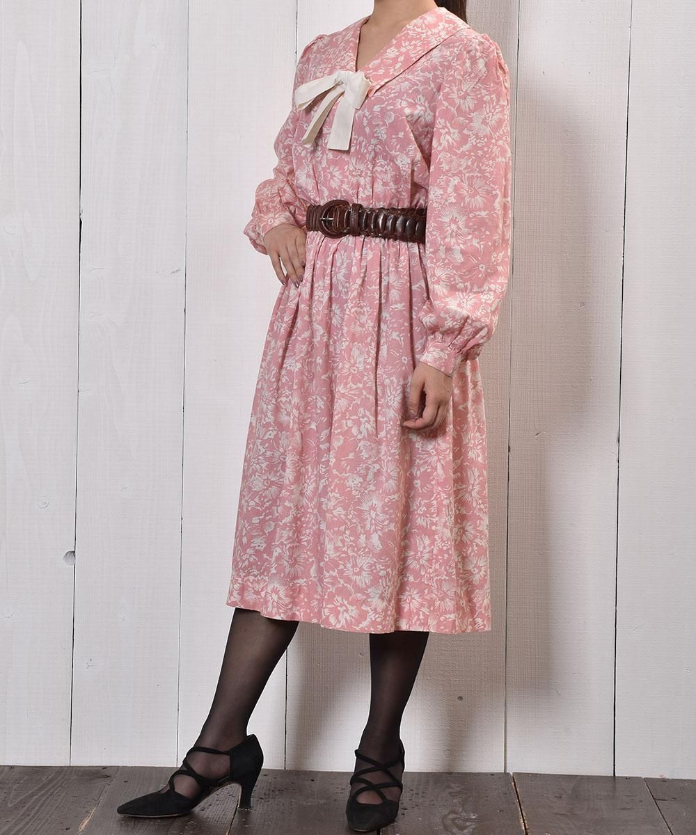 パフスリーブ リボン 花柄ワンピース|Puff Sleeve Ribbon One-Piece