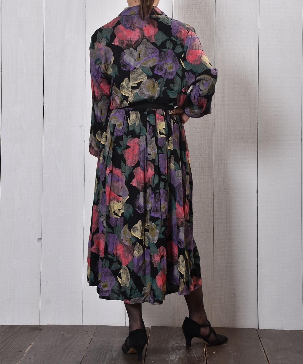 花柄シルク風ロングワンピース 楽天市場】花柄 ロングワンピース フリル シフォン プリーツ