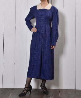  졼顽 Ļʻ 㥤ʥܥ ԡLace collar Hounds tooth China Button One-Piece Υͥå 岰졼ץե롼 ࡼ