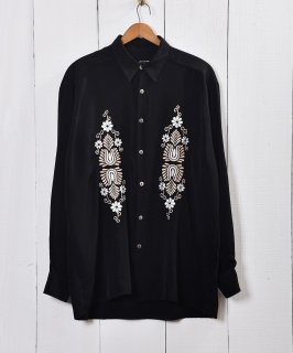 古着花 刺繍 シルク シャツ | Flower Embroidery Silk Shirt 古着のネット通販 古着屋グレープフルーツムーン