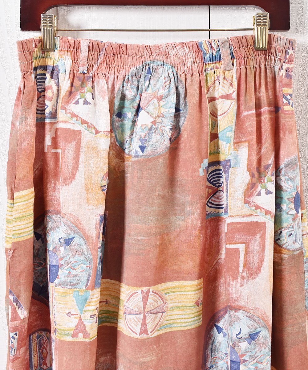  ܥ  ߥǥArt Pattern Front Buton Skirt  Midi lengthͥ