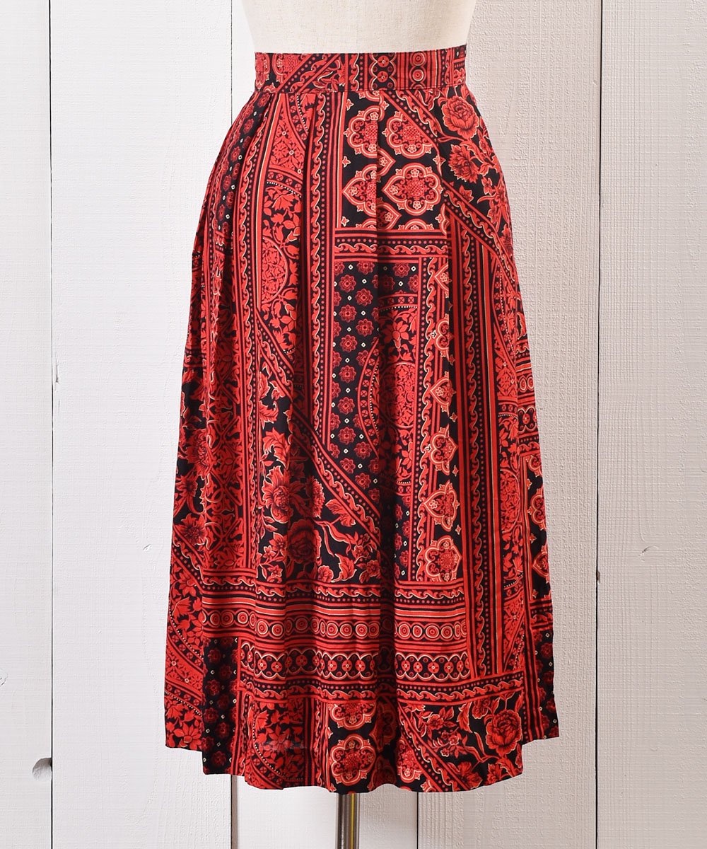  ꥫ  å  ߥǥMade in USA Flower Pattern Tuck Skirt Midi length  ͥå  岰졼ץե롼 ࡼ
