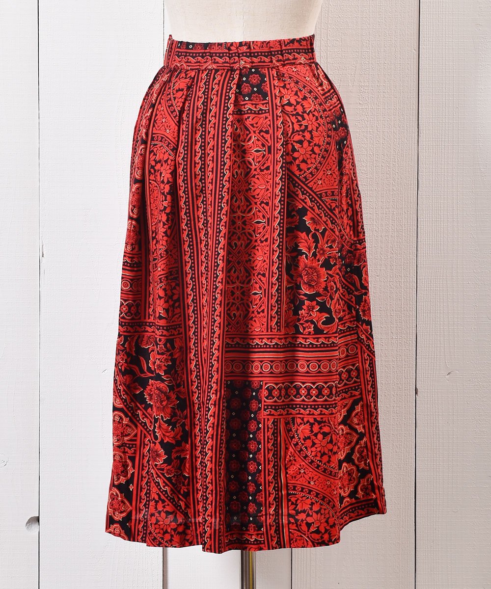 ꥫ  å  ߥǥMade in USA Flower Pattern Tuck Skirt Midi lengthͥ