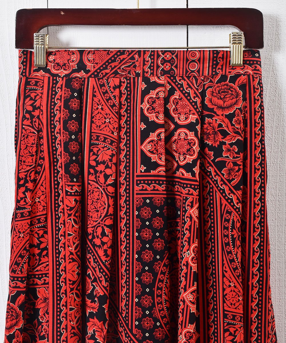 ꥫ  å  ߥǥMade in USA Flower Pattern Tuck Skirt Midi lengthͥ