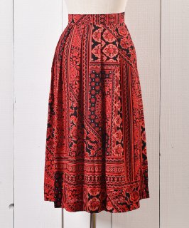 奢ꥫ  å  ߥǥMade in USA Flower Pattern Tuck Skirt Midi length Υͥå 岰졼ץե롼 ࡼ