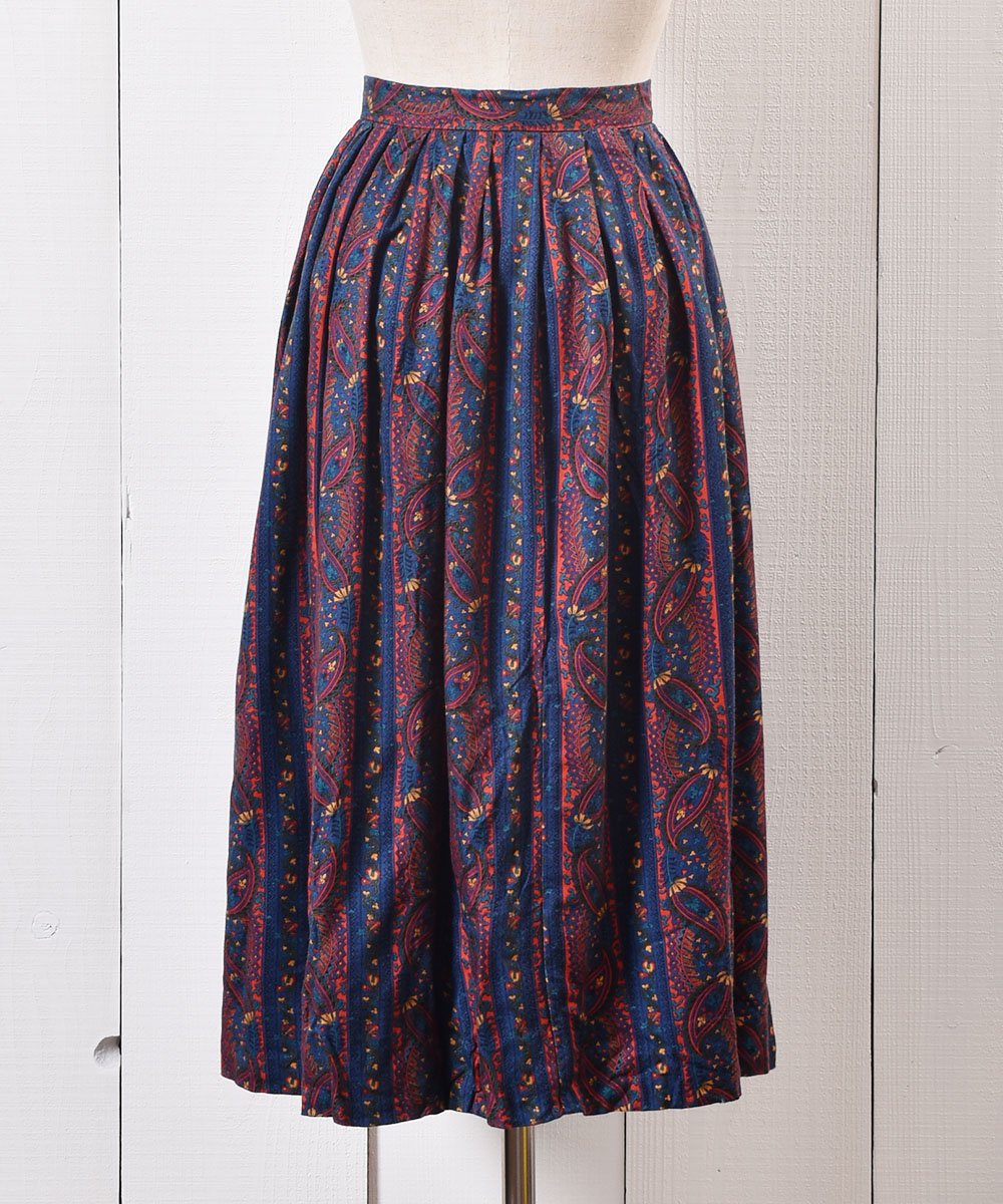  ꥫ ڥ꡼ å  ߥǥMade in USA Paisry Pattern Tuck Skirt Midi length  ͥå  岰졼ץե롼 ࡼ