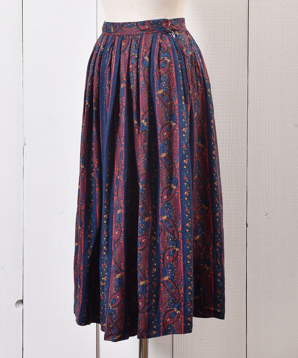 ꥫ ڥ꡼ å  ߥǥMade in USA Paisry Pattern Tuck Skirt Midi lengthͥ