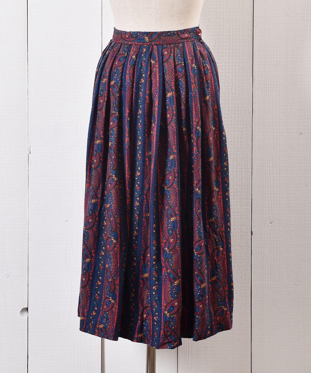 ꥫ ڥ꡼ å  ߥǥMade in USA Paisry Pattern Tuck Skirt Midi lengthͥ