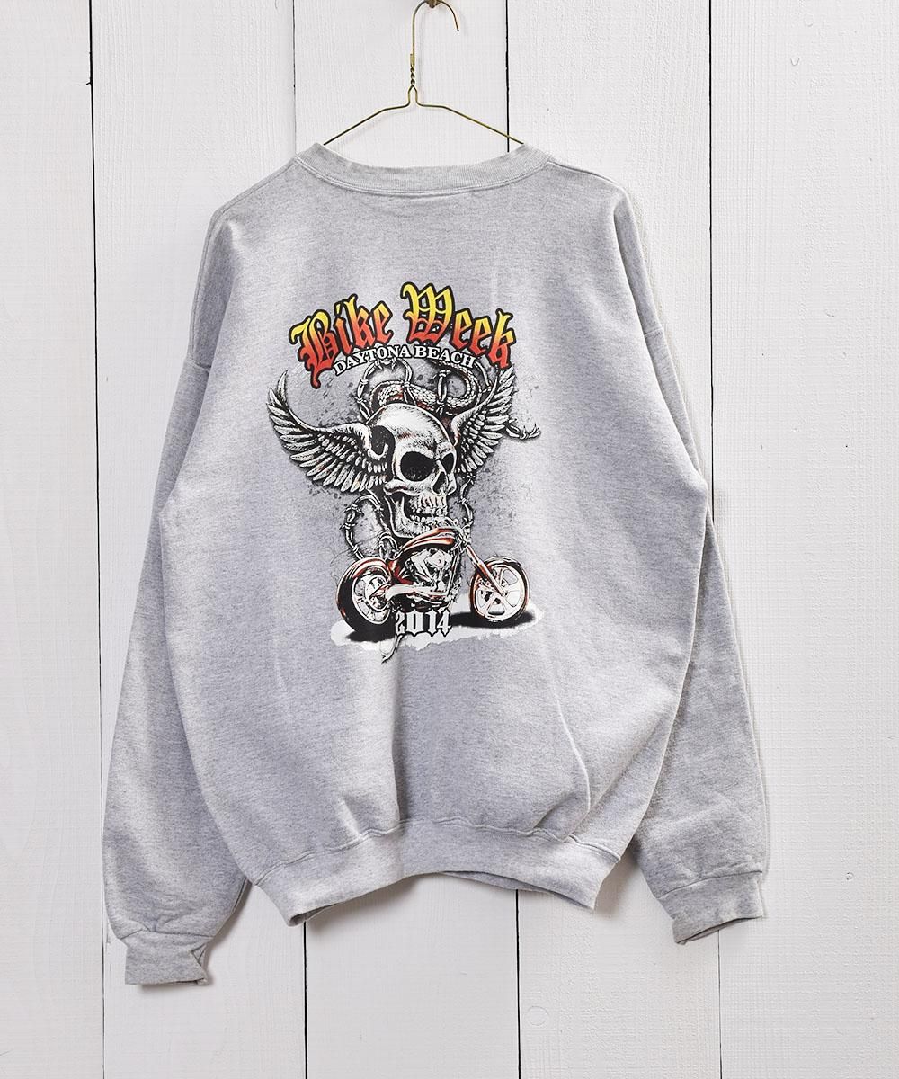 へインズ」バイクウィ－ク プリント スウェット グレー｜