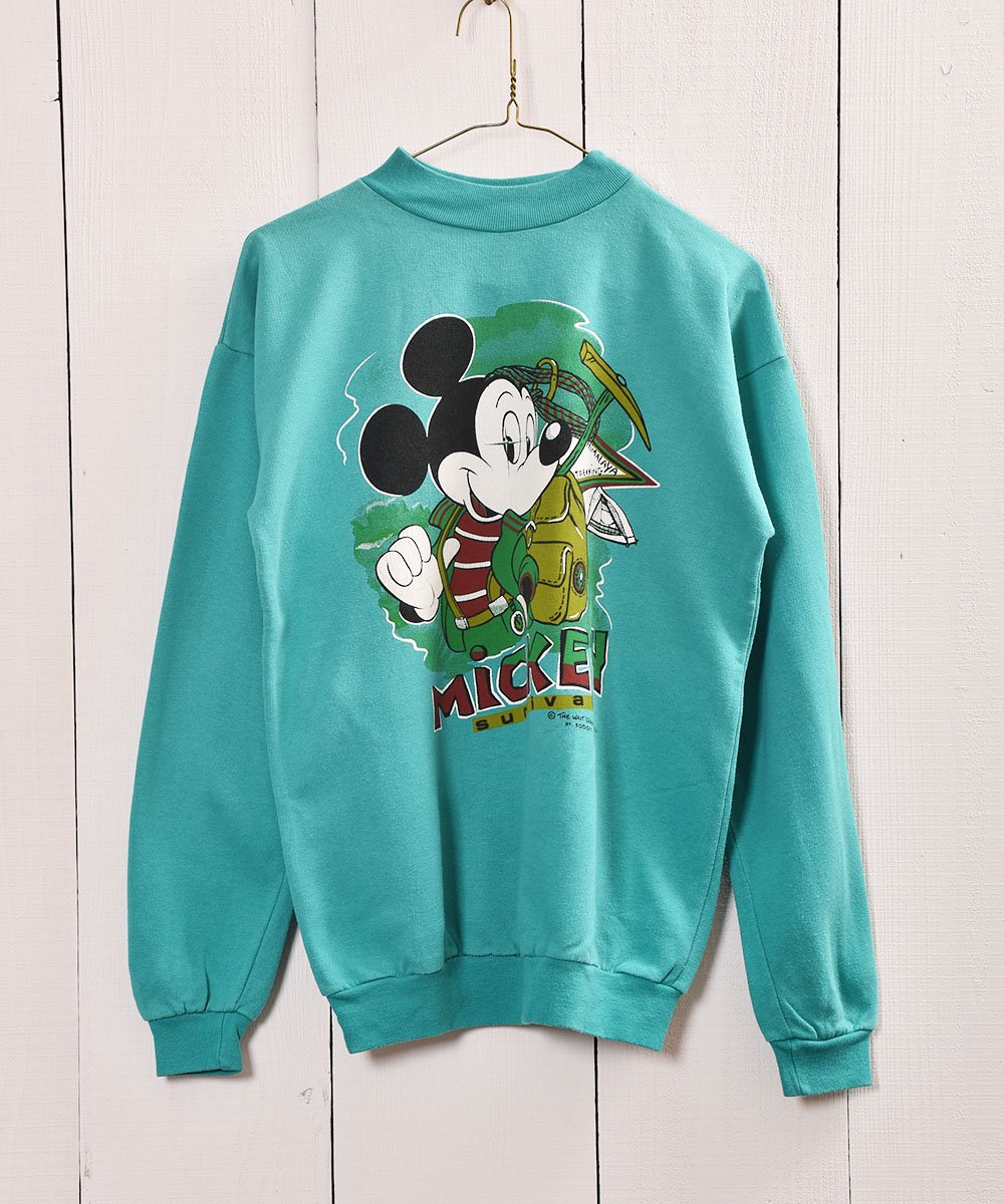 ウォルト ディズニー ミッキー スウェット グリーン Walt Disney Company Micky Print Sweat Green 古着のネット通販サイト 古着屋グレープフルーツムーン Grapefruitmoon Onlineshop ヴィンテージアイテム レトロファッション