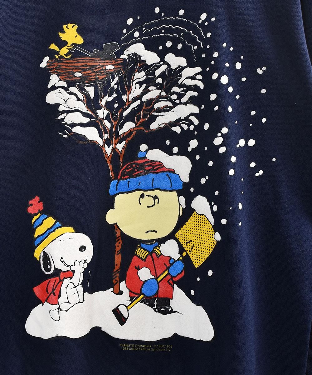 アメリカ製 スヌーピー スウェット ネイビー Made In Usa Peanut Snoopy Print Sweat Navy 古着のネット通販サイト 古着屋グレープフルーツムーン Grapefruitmoon Onlineshop ヴィンテージアイテム レトロファッション