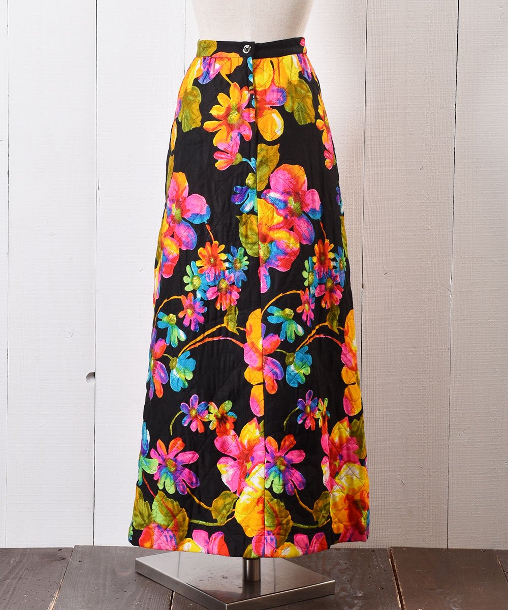 1970年代 ヴィンテージ レトロ 花柄 ロングスカート