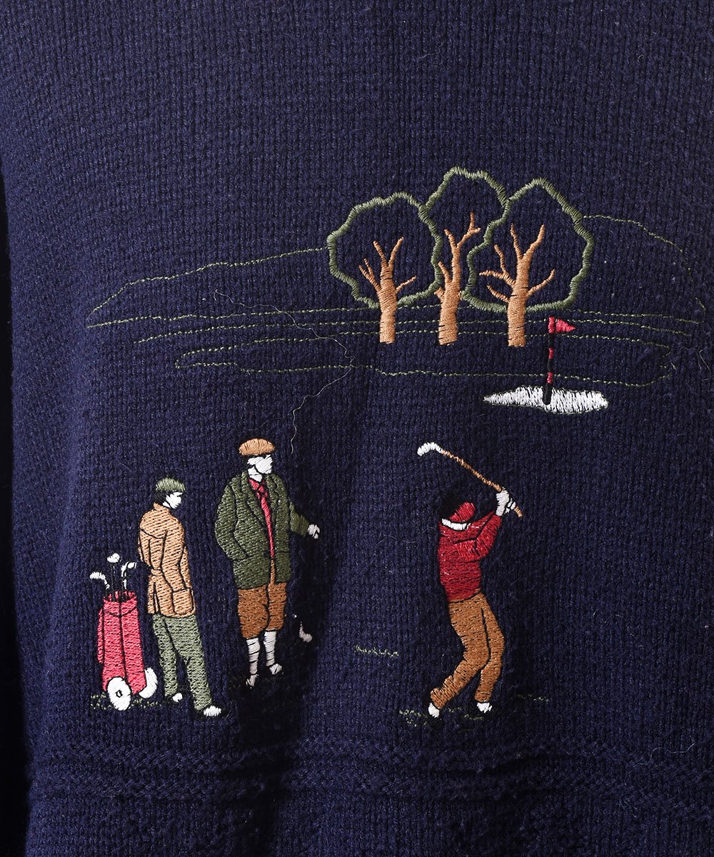 衼å  ѥå  ͥӡáMade in Europe Play Golf Patch Sweater Navyͥ