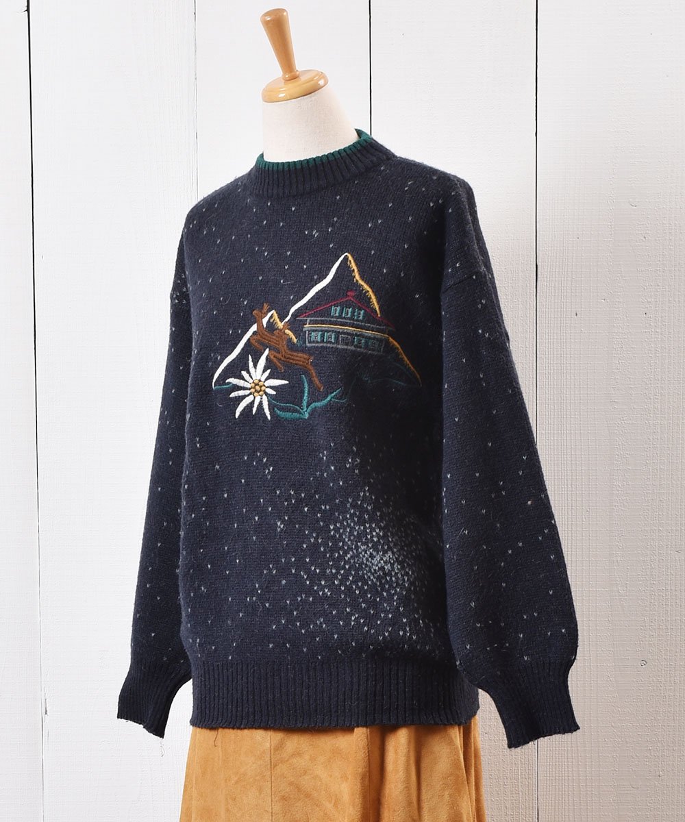衼å ȥʥ  ɽ  ͥӡáMade in Europe Reindeer Embroidery Sweater Navyͥ