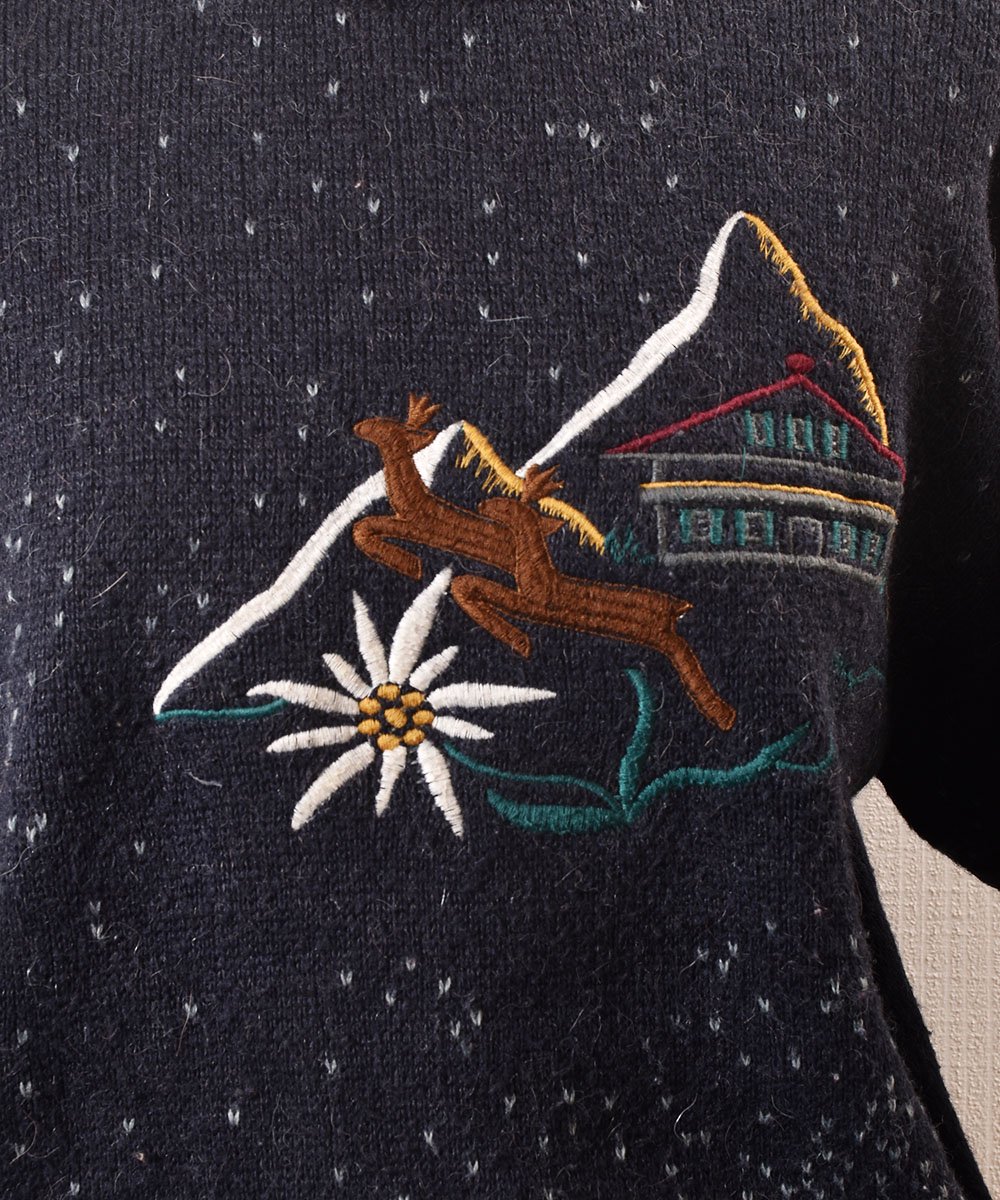 衼å ȥʥ  ɽ  ͥӡáMade in Europe Reindeer Embroidery Sweater Navyͥ
